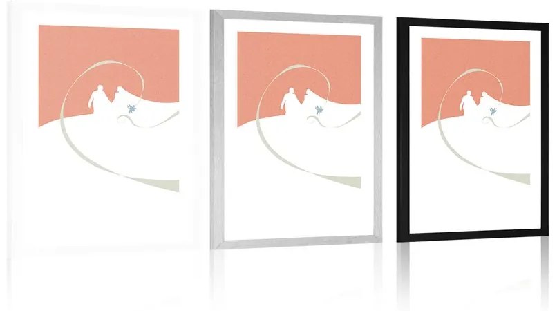 Plagát s paspartou svadobná cesta - 60x90 silver