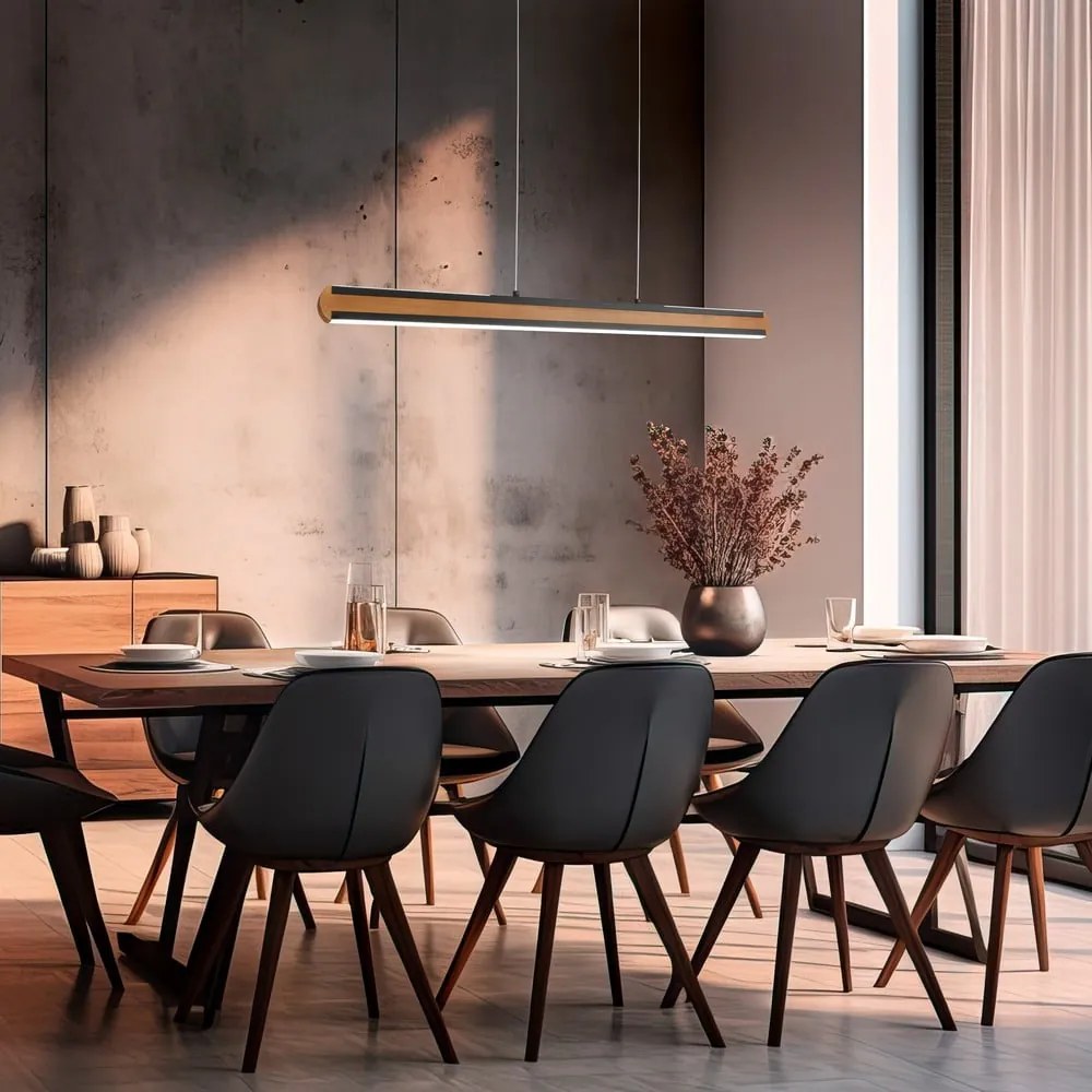 LED závesné svietidlo v čierno-prírodnej farbe Deacon – Trio