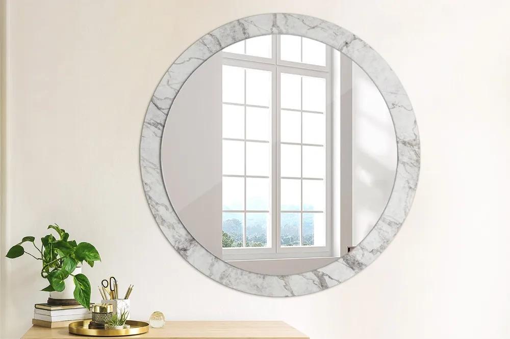 Okrúhle zrkadlo s potlačou Biely mramor fi 90 cm