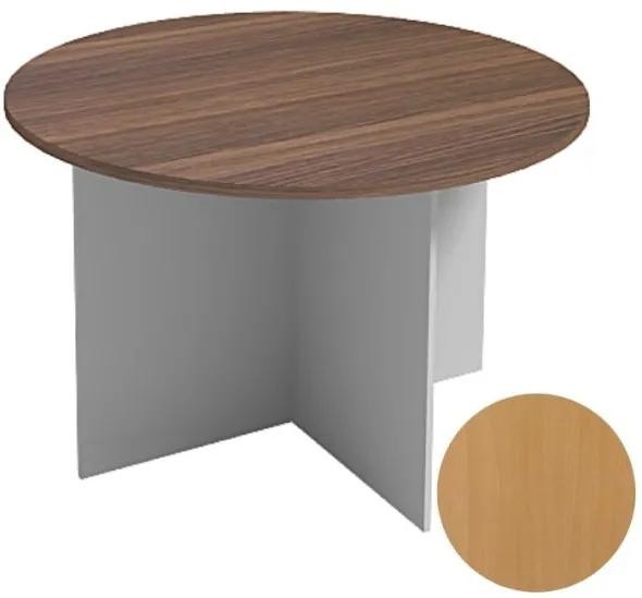 Rokovací stôl s guľatou doskou PRIMO FLEXI, priemer 1200 mm, sivá / buk