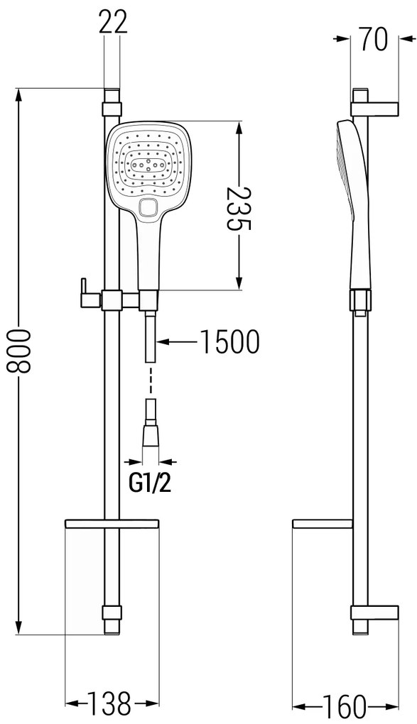 Mexen sprchový set DQ17, chróm/biela, 785174581-02