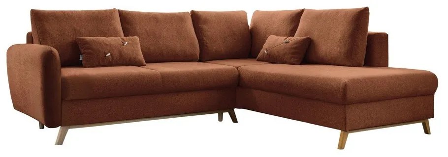 Tehlovooranžová rozkladacia rohová pohovka Miuform Scandic Lagom L, pravý roh