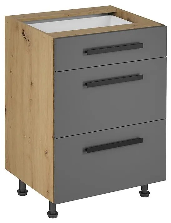 Skrinka do kuchyne Langen d60s3 úchyt grey