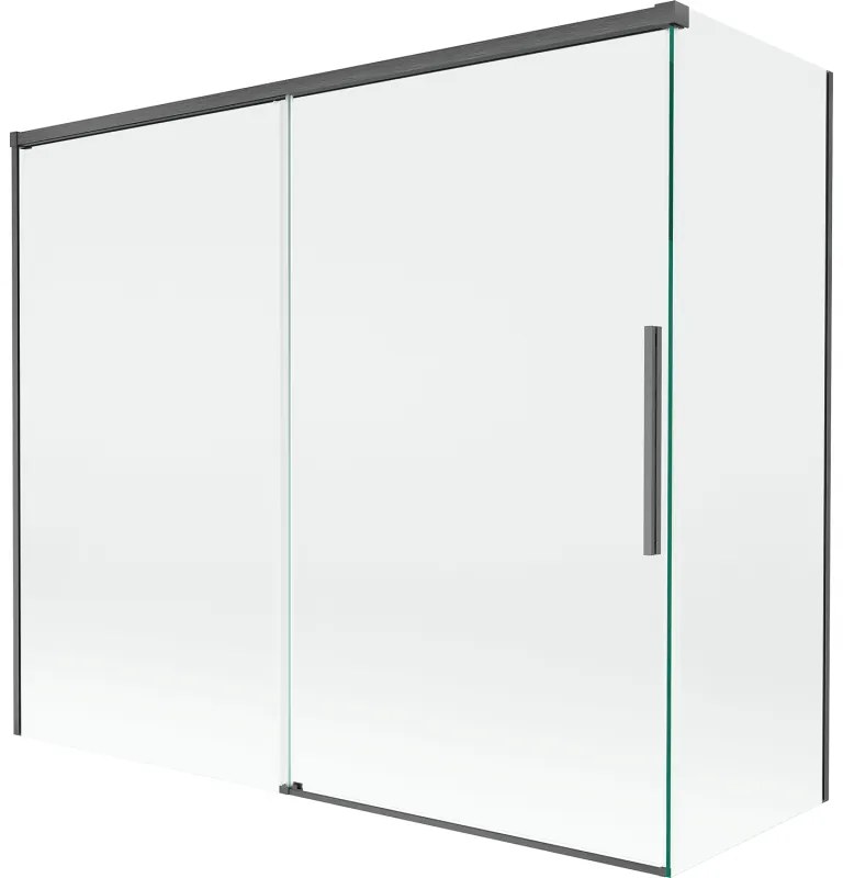 Mexen Rox, 2-krídlová posuvná vaňová zástena 180 + 90 x 150 cm, 8mm číre sklo, brúsený grafit profil, 8C9-180-090-66-00
