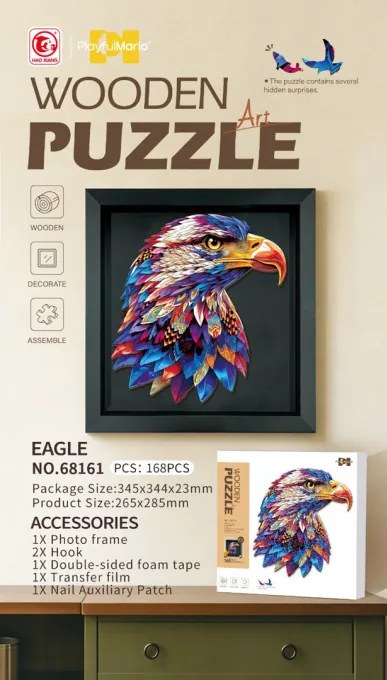Drevené puzzle Orol s rámikom - 168 dielikov