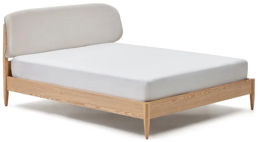 Dvojlôžková posteľ z jaseňového dreva s roštom v béžovo-prírodnej farbe 180x200 cm Octavia – Kave Home