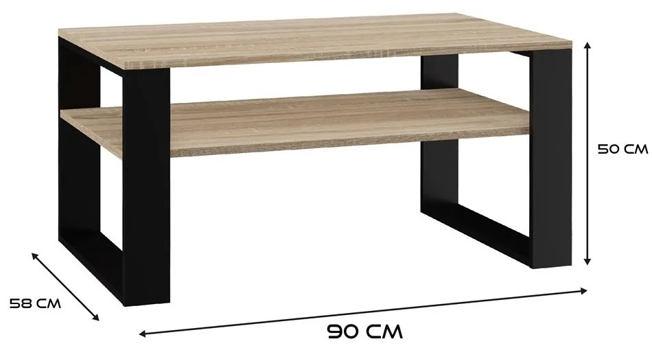 Konferenční stolek Lawa MODERN 1P dub sonoma/černý