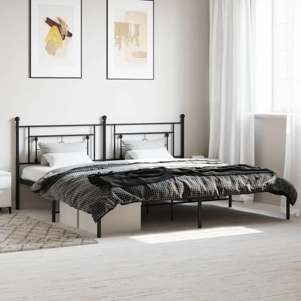Kovový rám postele s čelom čierny 200x200 cm 374346