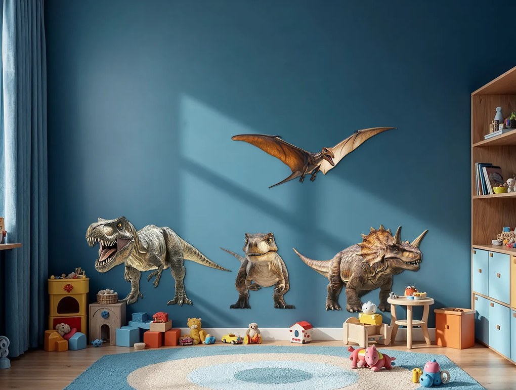 drevko | Sada nálepiek na stenu Svet dinosaurov 78 x 120 cm