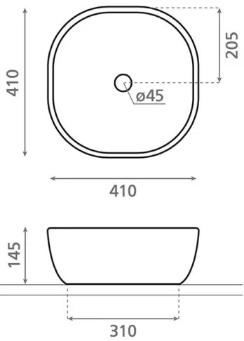 Bathco 4071 - Umývadlo na dosku OLEA 41x41 cm porcelán/biela