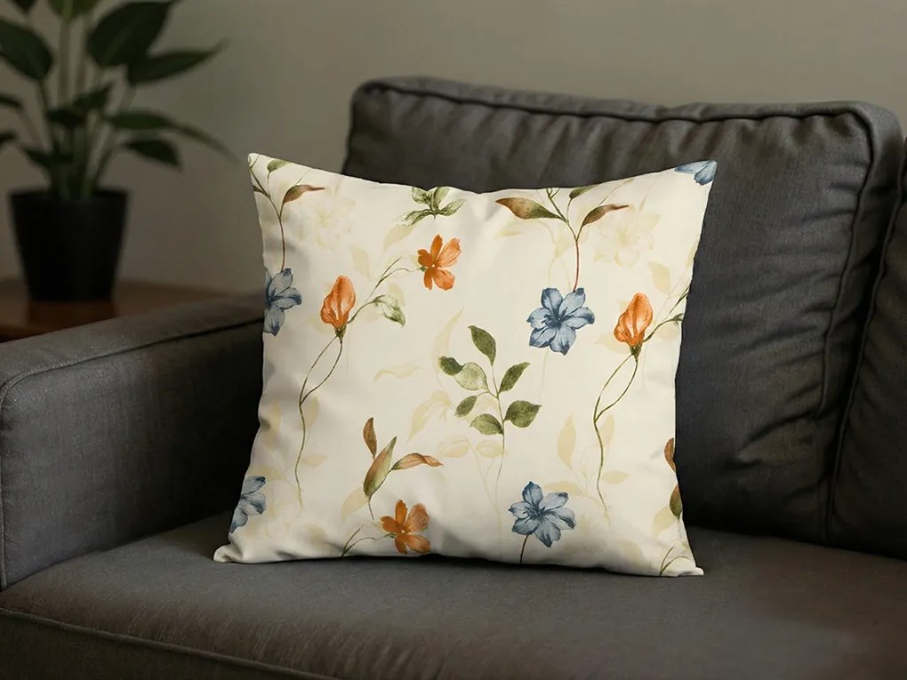 Mikroflanelová obliečka na vankúš GENTLE LEAVES 40x50 cm, krémová