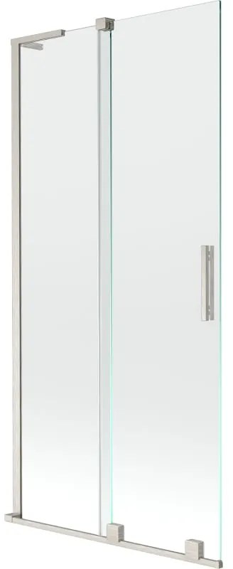 Mexen Velar L, 2-krídlová posuvná vaňová zástena 90 x 150 cm, 8mm číre sklo, brúsená oceľ, 896-090-003-01-97