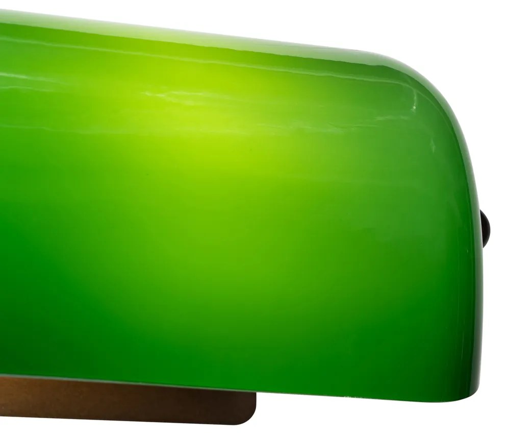 Klasická nástenná lampa notára tmavá bronz so zeleným sklom - Banker