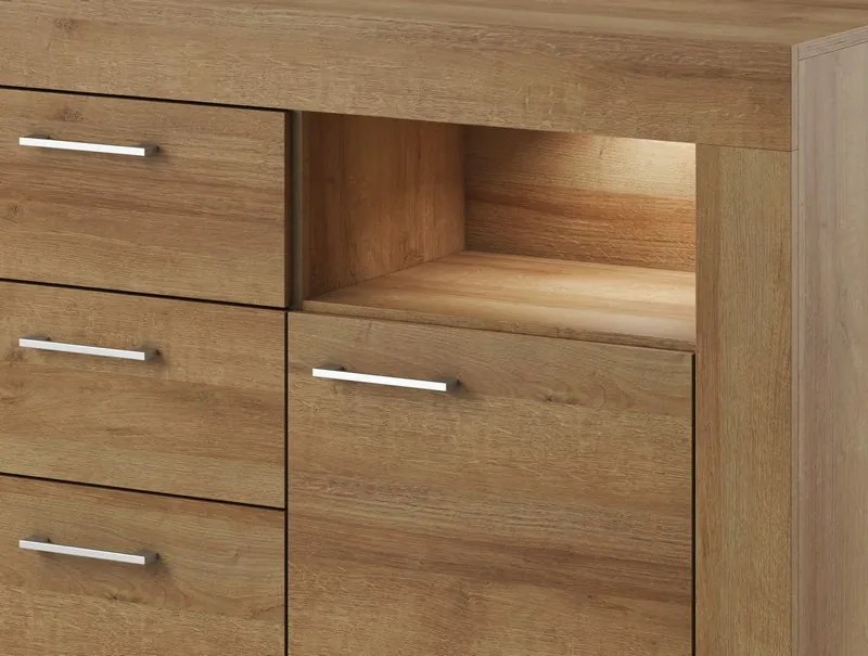 Široká komoda Sky, dub riviera