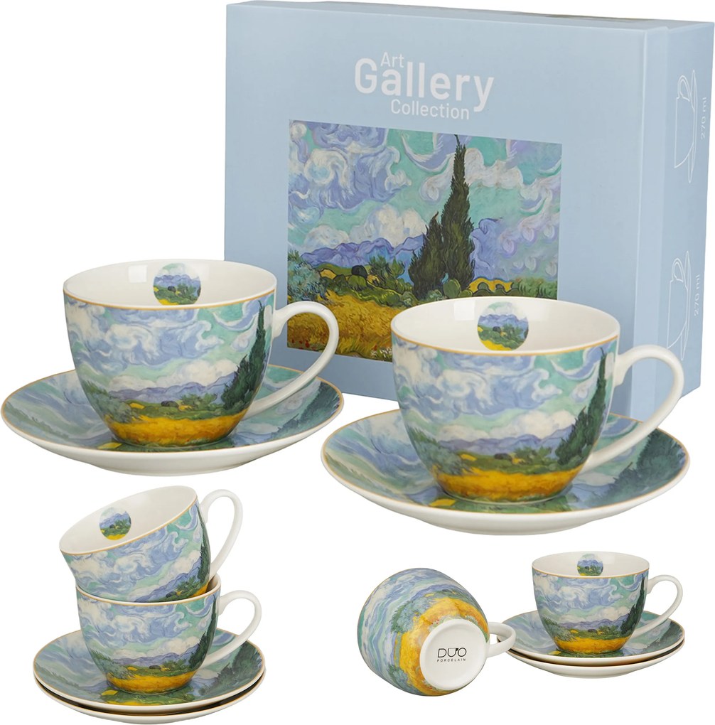 Porcelánová šálka s podšálkou Van Gogh Wheat Field 270 ml sada 2ks