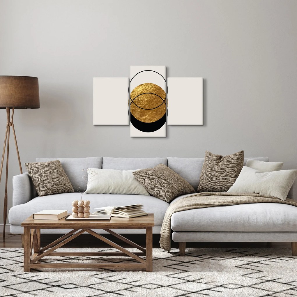 Obraz - Abstrakcia zlatá a biela N⁰2 (90x60 cm)