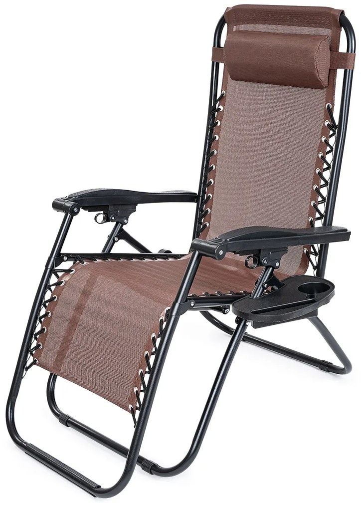 4Home Záhradné plážové polohovacie kreslo Relax, hnedá