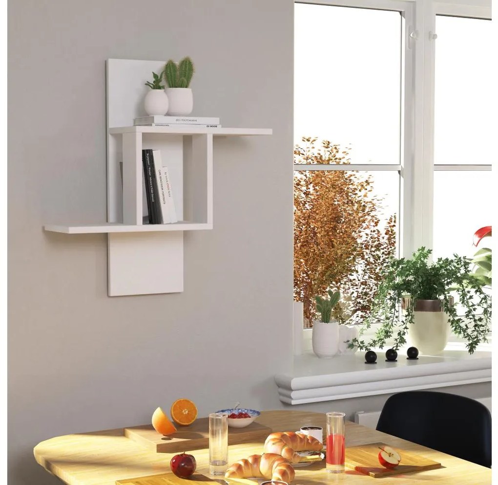 Nástenná polica MILL 70x64 cm biela