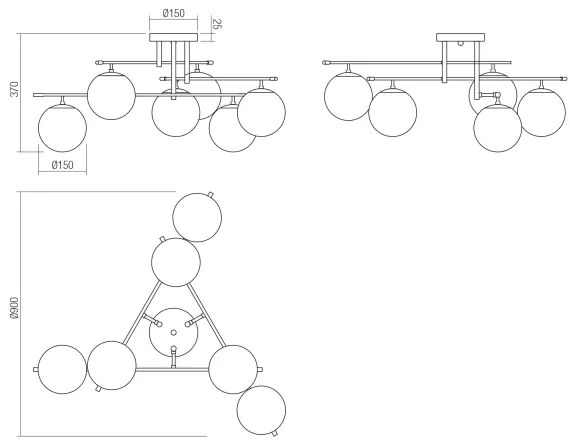 Redo 01-2948 - Stropné svietidlo ESSENTIAL 6xE14/28W/230V
