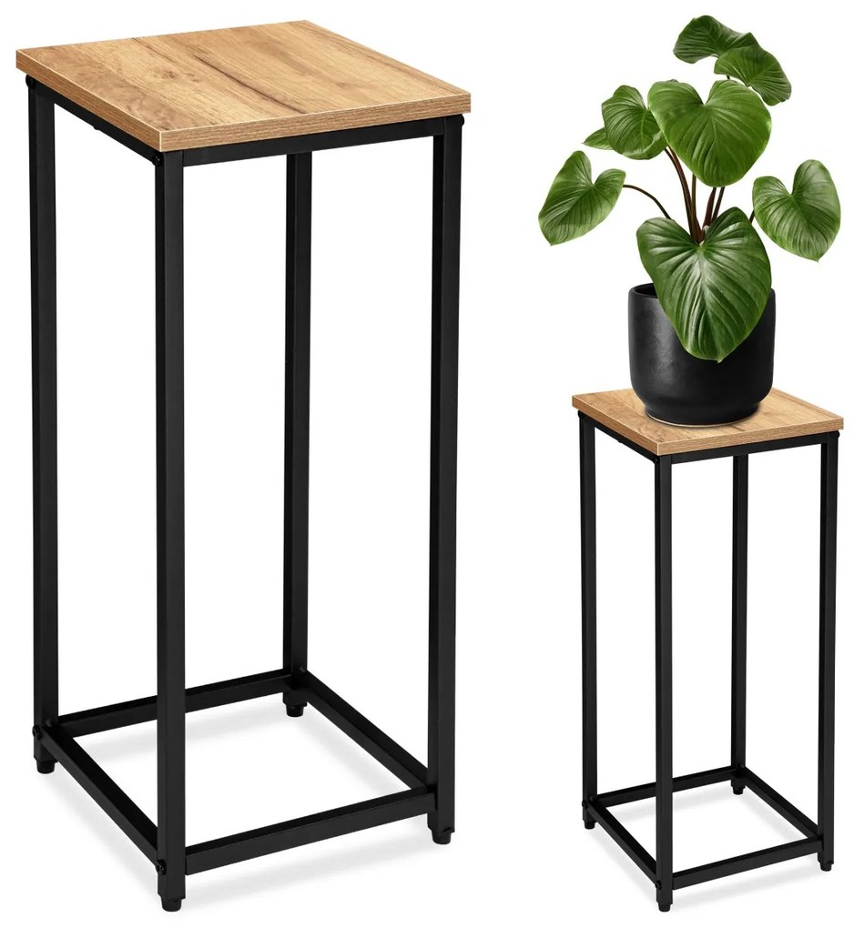 Kvetinový stojan Loft Arben 60 cm čierny/dub Craft