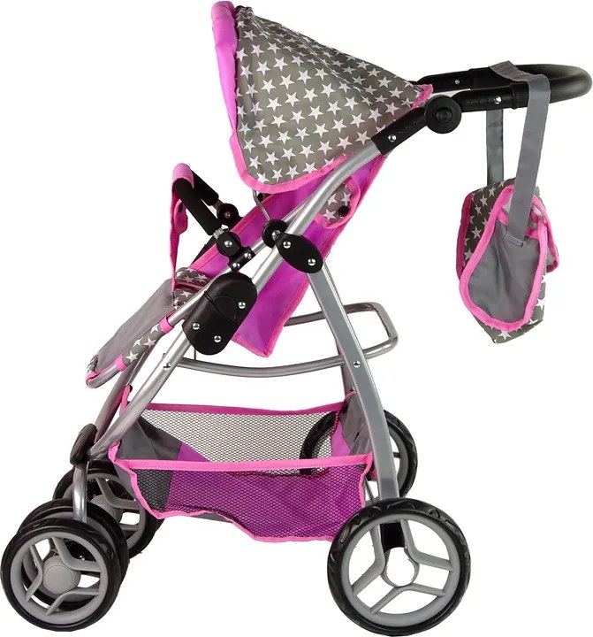 Alice Detský kočík pre bábiky 2 v 1 taška na nosenie ružové hviezdy
