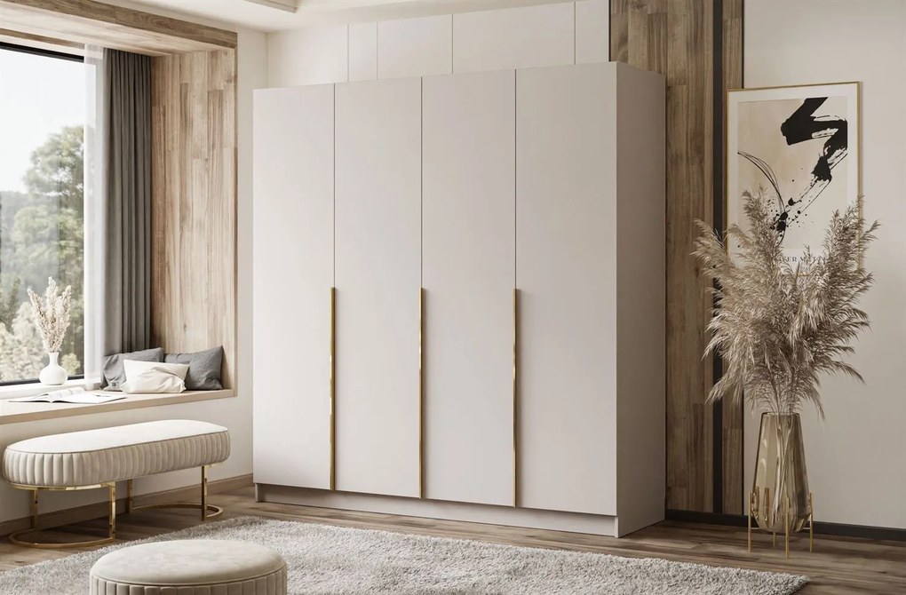 ŠATNÍKOVÁ SKRIŇA BLANCA KAŠMÍR 4D ZLATÉ ÚCHYTKY