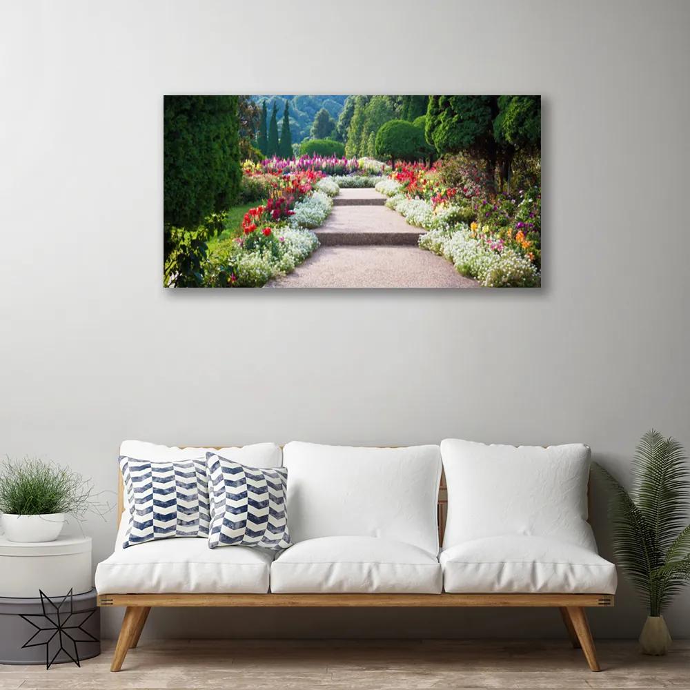 Obraz Canvas Park kvety schody záhrada 140x70 cm