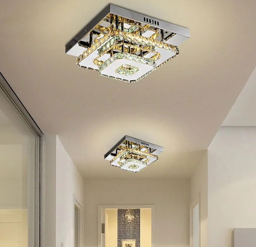 Toolight Toolight, LED 24W kryštálová stropná lampa štvorcová APP410-C, chrómová-zlatá, OSW-65008