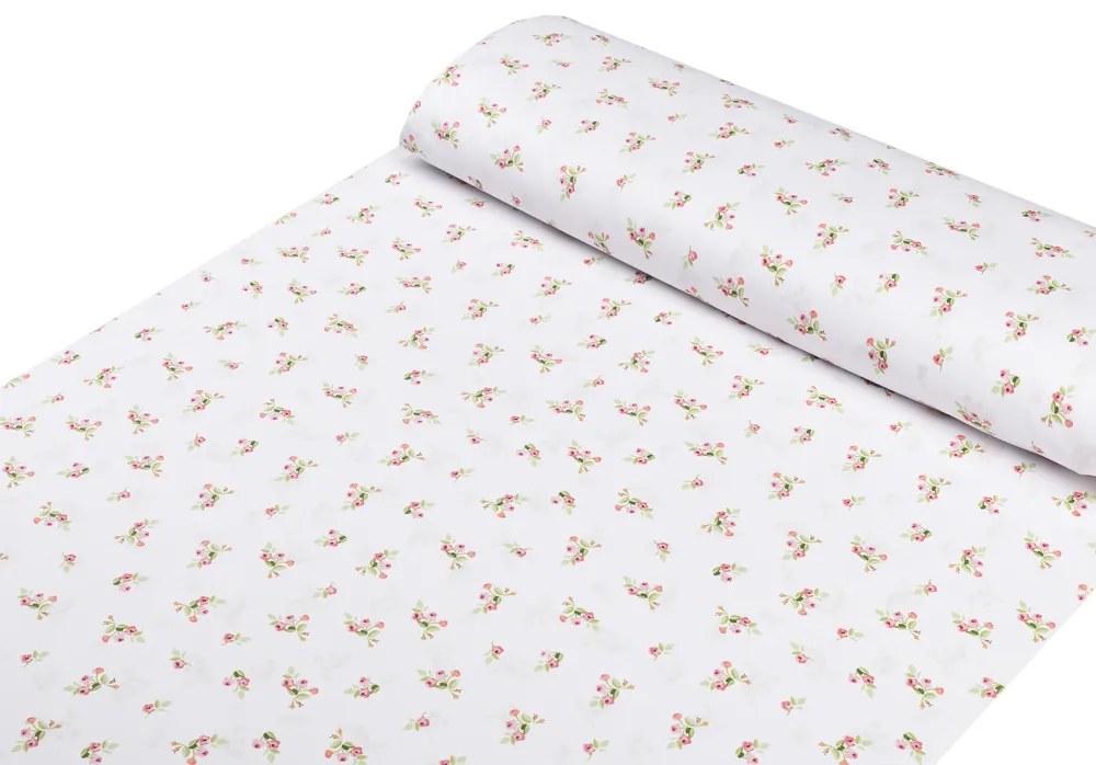 Biante Detské bavlnené posteľné obliečky do postieľky Sandra SA-393 Vidiecke ružičky na bielom Do postieľky 100x135 a 40x60 cm