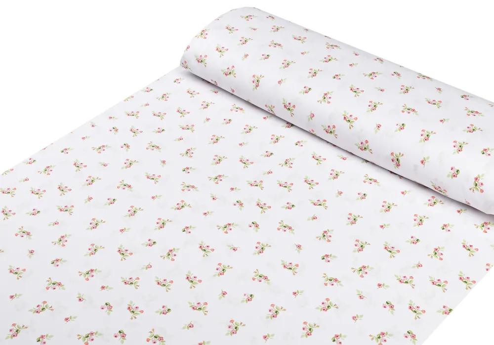 Biante Detské bavlnené posteľné obliečky do postieľky Sandra SA-393 Vidiecke ružičky na bielom Do postieľky 90x130 a 40x60 cm