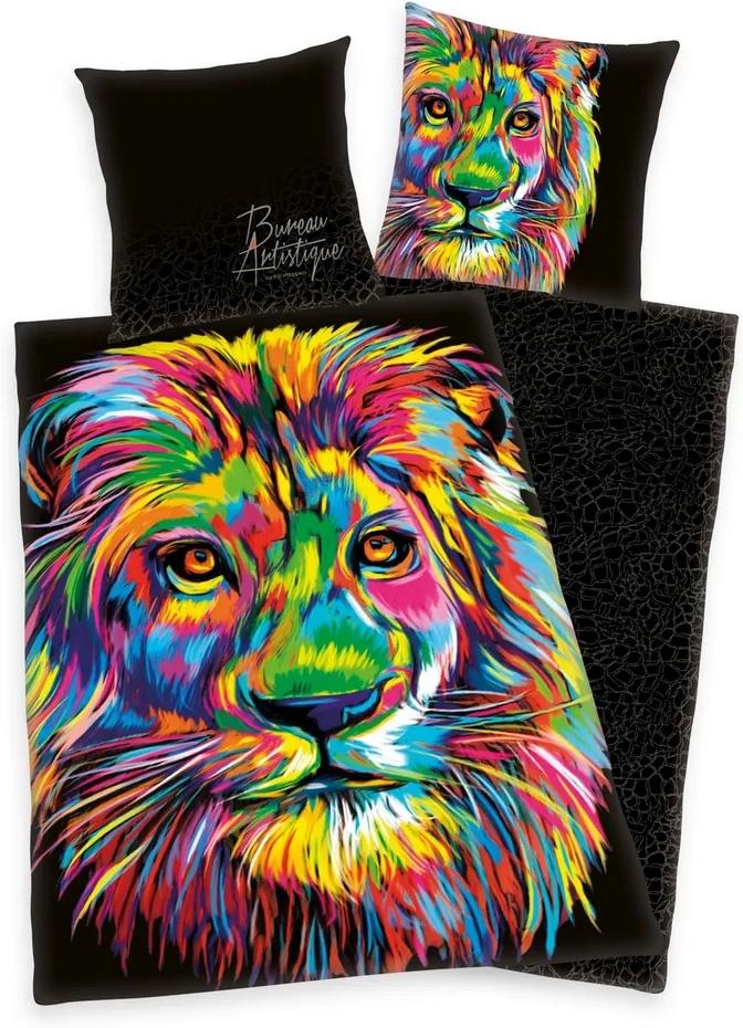 Herding Saténové obliečky Bureau Artistique - Colored Lion, 140 x 200 cm, 70 x 90 cm