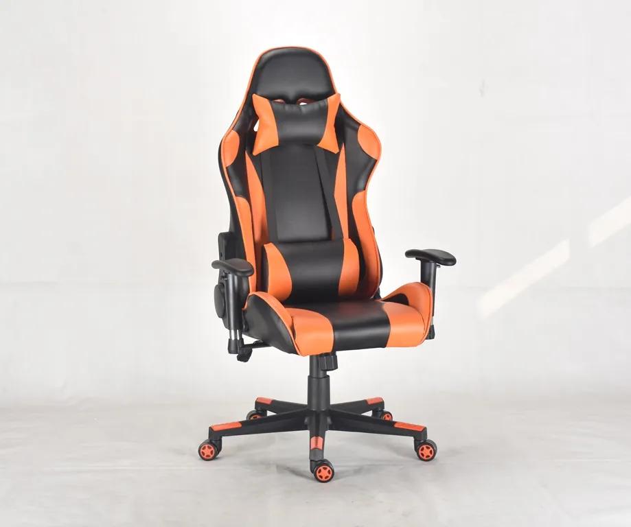 BEZDOTEKU Kancelárska stolička FOX čierna s oranžovými pruhmi
