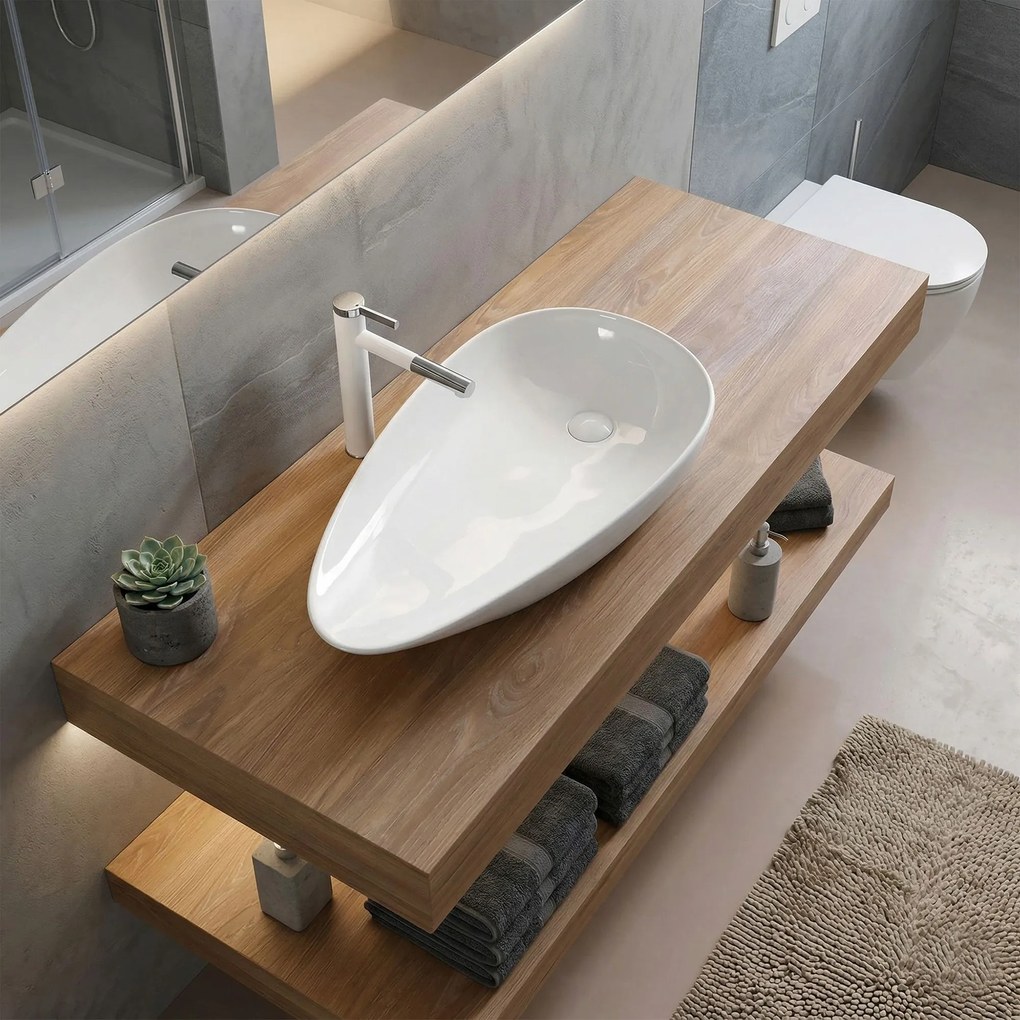 Rea Greta75 umývadlo, 77 x 43 cm, biela, REA-U1500