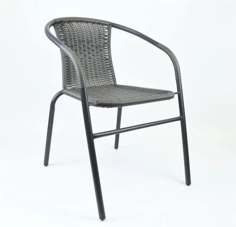 Záhradná bistro stolička, stohovateľná, sivá