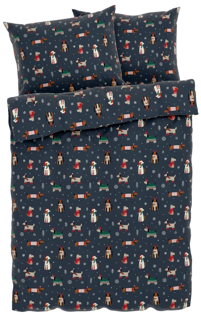 Livarno home Posteľná vianočná bielizeň z mikrovlákna, 200 x 220 cm (navy modrá) (100396369)