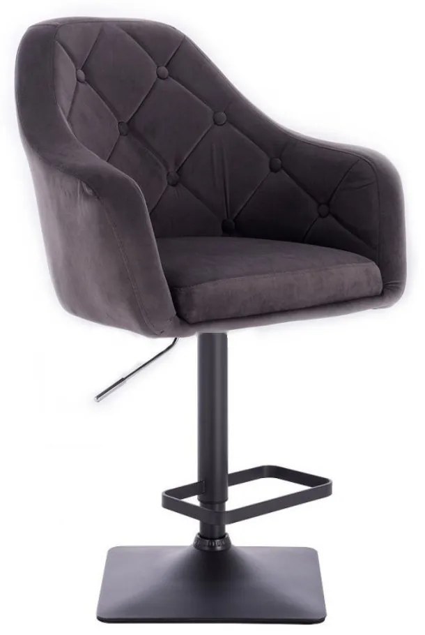 LuxuryForm DESIGN Barová stolička ANDORA VELUR na čierne podstave - tmavo šedá