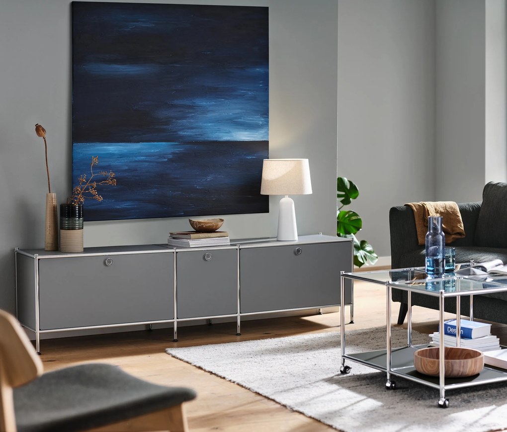 Nízka skrinka »CN3« s 3 výklopnými dvierkami, sivá