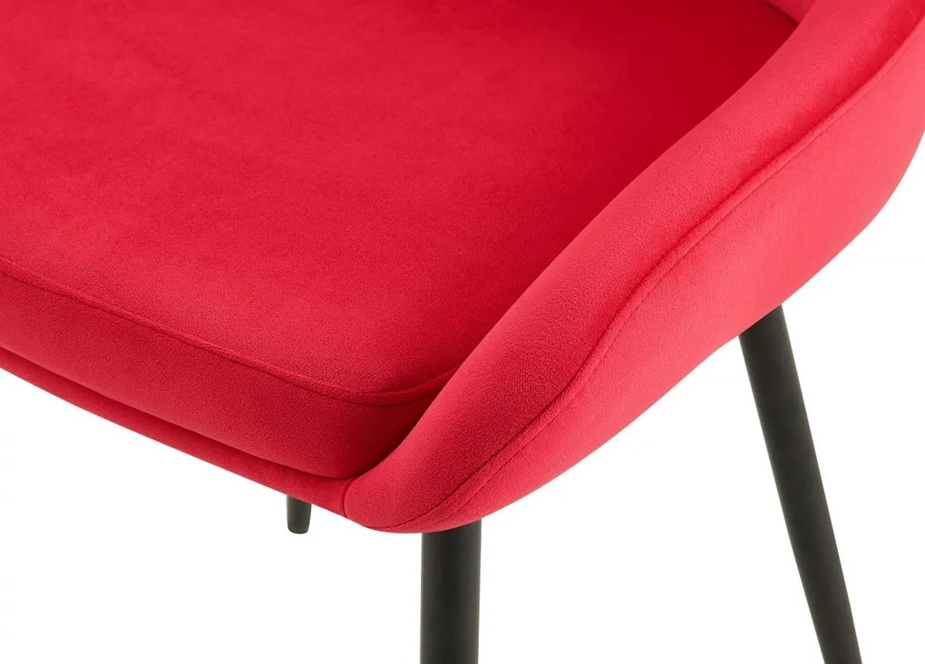 Jedálenská stolička Elmira - zamat, čierny rám - Červená