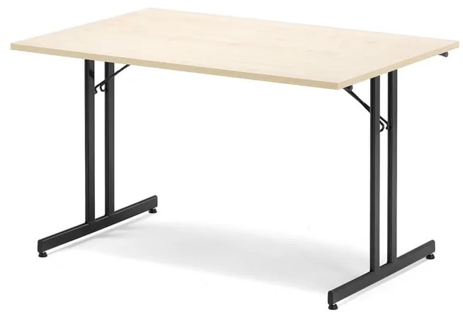 Skladací rokovací stôl EMILY, 1200x800 mm, brezový laminát/čierna