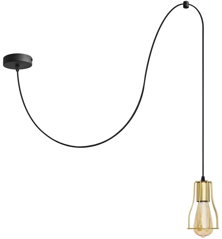 Luster na lanku TUBE 1xE27/15W/230V čierna/zlatá