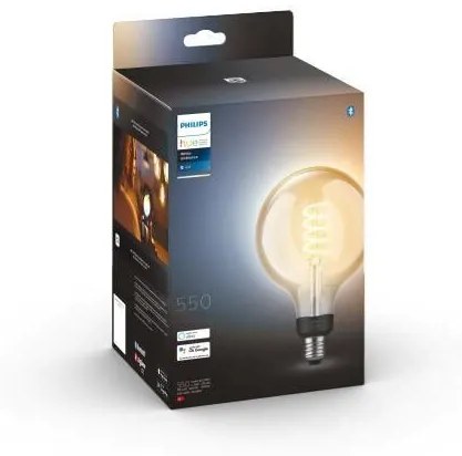 PHILIPS HUE Múdra LED filamentová žiarovka HUE, E27, G125, 7W, 550lm, teplá biela-neutrálna biela