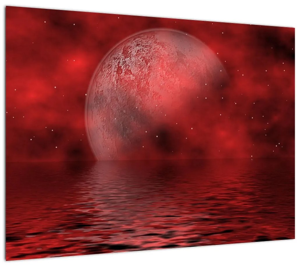 Sklenený obraz - Mesiac na hladine (70x50 cm)