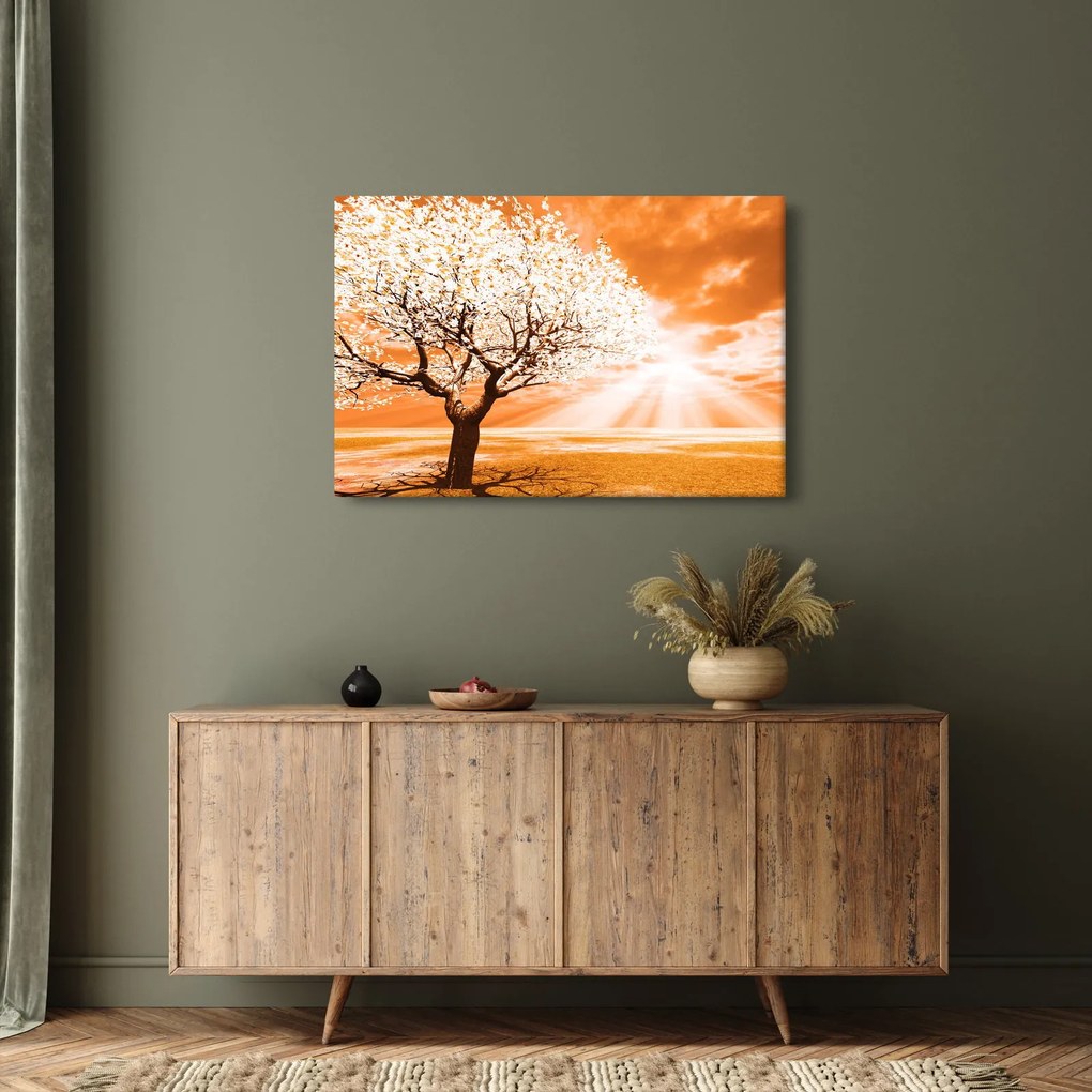 Oranžový obraz stromu (90x60 cm)
