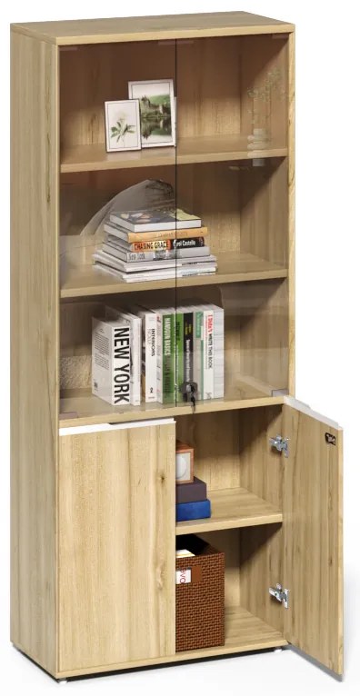 Vysoká kancelárska skriňa Houseland Profit Pro 02 dub prírodný