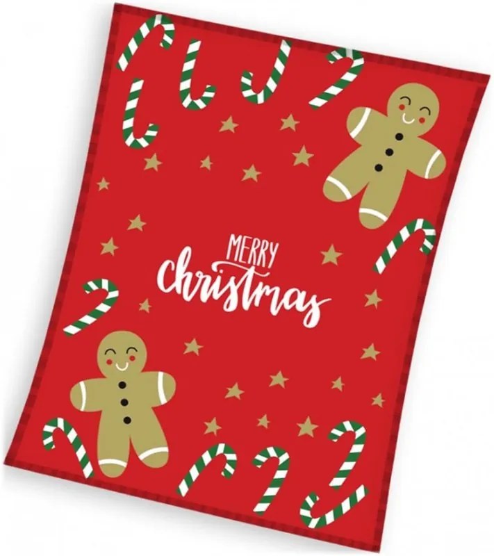 Vianočná flísová deka s perníčky - polar fleece 180 gsm - 130 x 170 cm