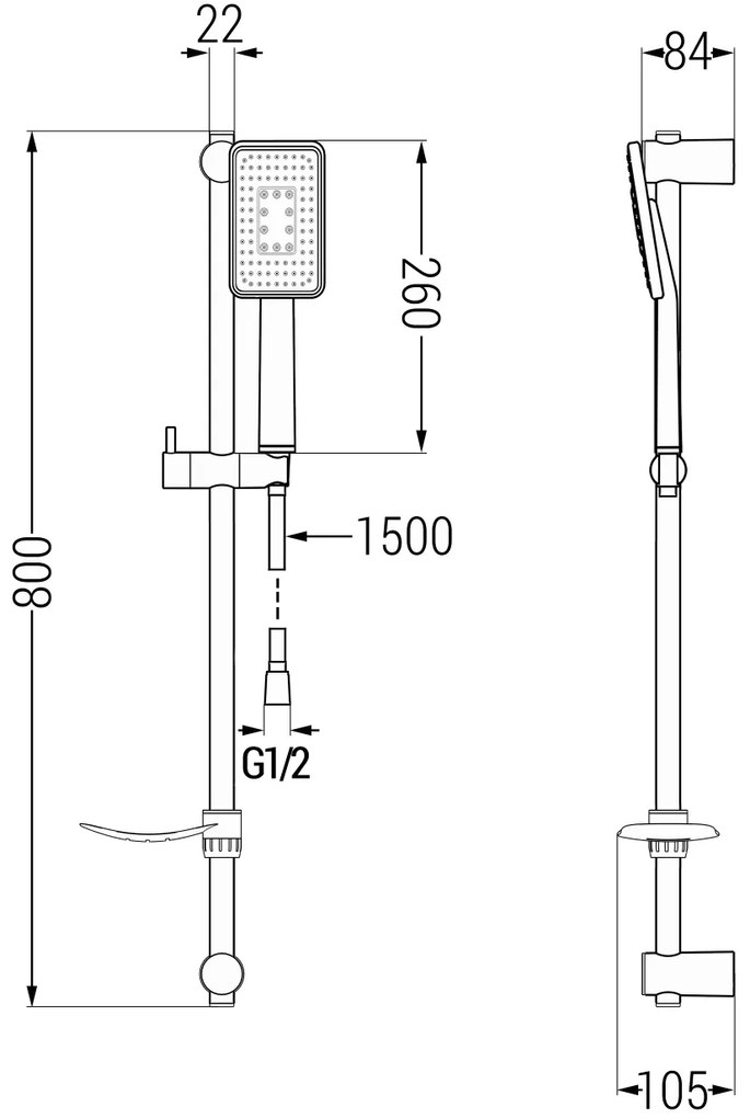 Mexen sprchový set DF54, čierna/chróm, 785544582-71