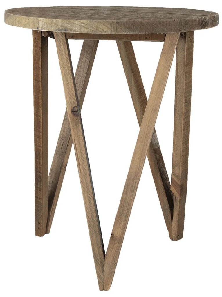 Drevený dekoračný antik stolík na kvetinu - Ø 30*36 cm