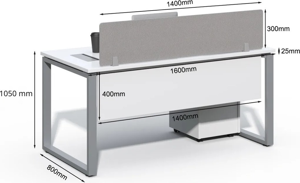 Kancelársky stôl s kontajnerom Houseland Prime Max 01 160 cm biely