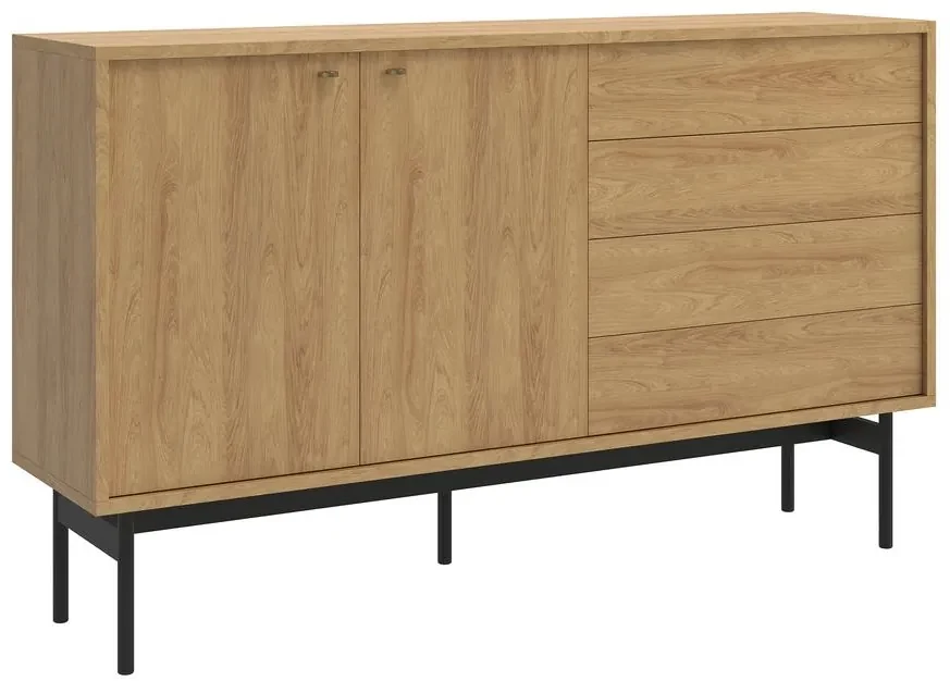 Komoda Oscar O6 (prírodný hikor + čierna). Vlastná spoľahlivá doprava až k Vám domov. 1100518
