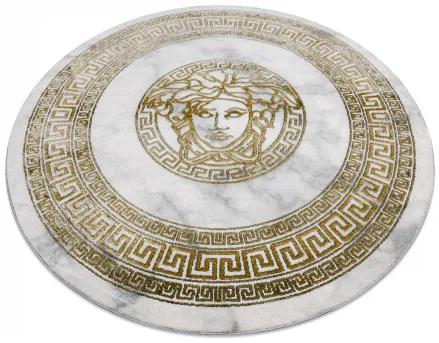 Koberec okrúhly EMERALD exkluzívne 1011 glamour, medúza grécky rám krém / zlato Veľkosť: kruh 160 cm